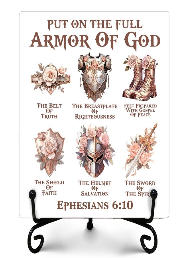 ukebobo Armor of God Sign, Rustic Christian Decor, Farmhouse Home Office Decor, Inspirational Christian Gifts for Women Men, Vintage Decoration for Living Room Bedroom Bathroom, 5" x 5"-271 - Image 1
